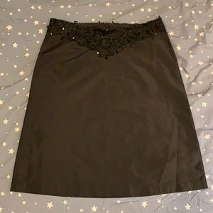 Black Silk Skirt with sequins at waistband